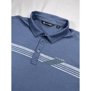 TravisMathew Polo XXL Blue Striped Golf Cloud Performance Stretch Pima Cotton